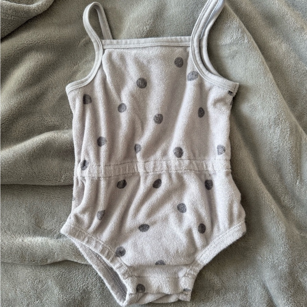 Quincy Mae Gray Polka Dot toddler onesie